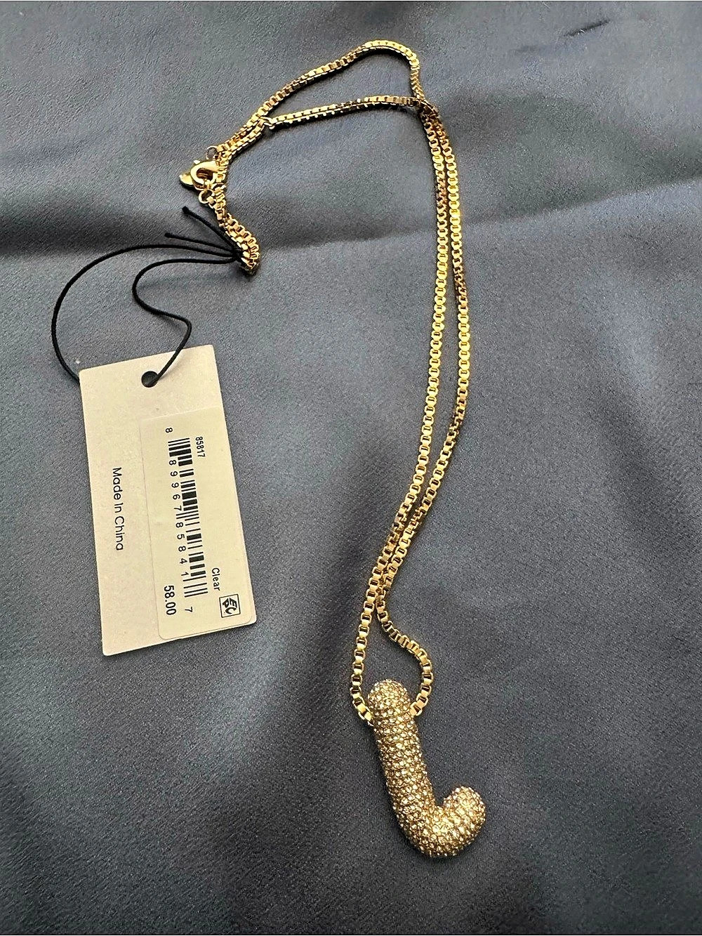 BaubleBar Gold-Tone Initial Paved Pendant Necklace āLā NWT